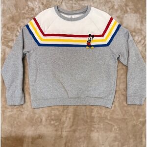 Disney Mickey Mouse VINTAGE Red Blue Stripe Embroidered Sweatshirt Unisex Size M